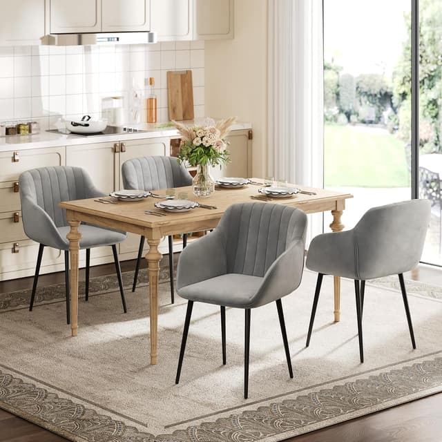 Detalle 2 de Goeurvant Set 6 sedie in velluto grigio