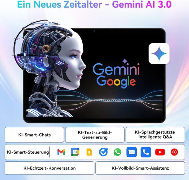 Detalle de TABWEE T80 Android Tablet (10 Zoll) mit 12GB RAM, 128GB Speicher, 5G WLAN und Widevine L1 – Android 15