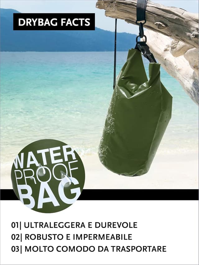 Detalle de DonDon Dry Bag borsa impermeabile 2–30 L con tracolla
