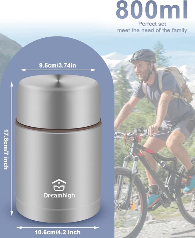 Thumbnail 5 de Dreamhigh Thermal Food Flask 800ml, 12h hot/cold 🥣