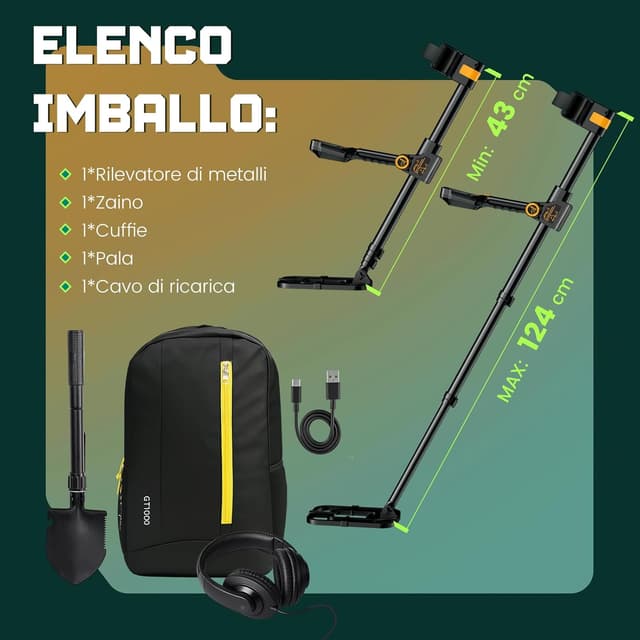 Detalle de Metal Detector 10" ricaricabile 2000mAh