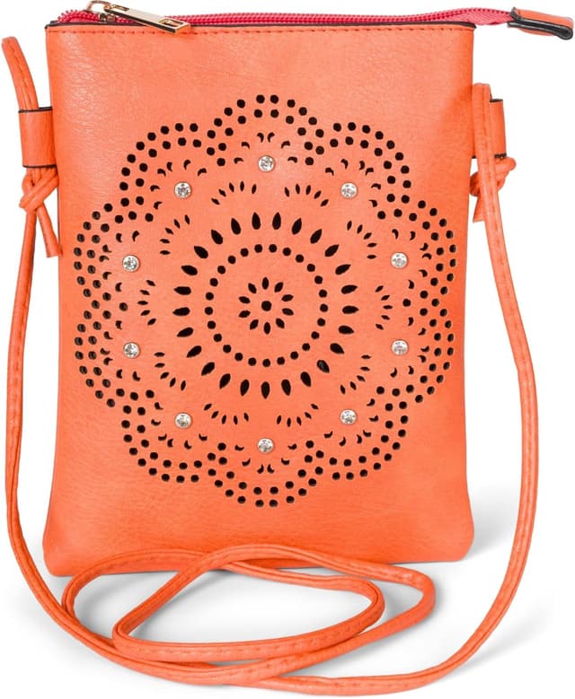 Detalle de Mini borsa a tracolla styleBREAKER con fiori laser cut e strass, 02012367