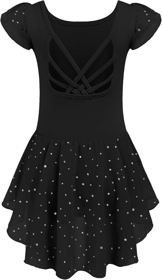 Thumbnail 6 de Arshiner Vestito da balletto per bambini 2-10 anni con tutù, maniche volanti e body in cotone