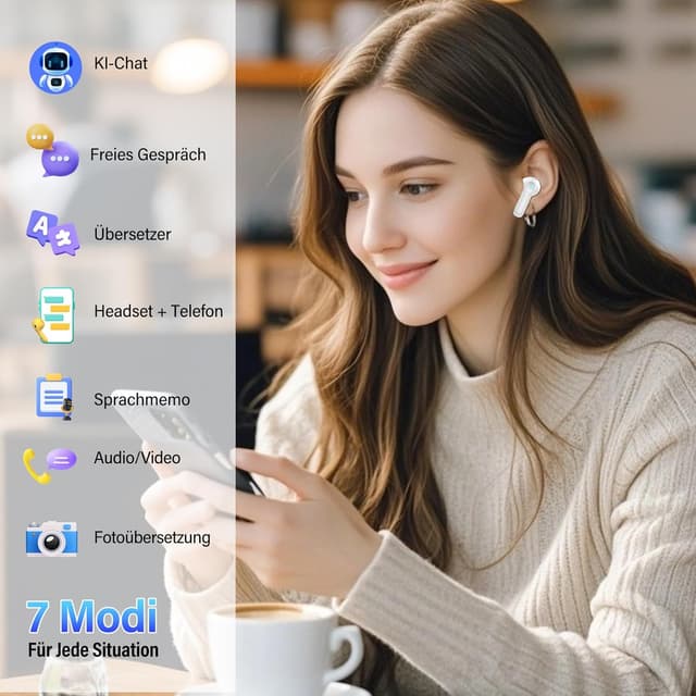 Thumbnail 3 de KI Übersetzer Kopfhörer Echtzeit‑Übersetzer 164 Sprachen