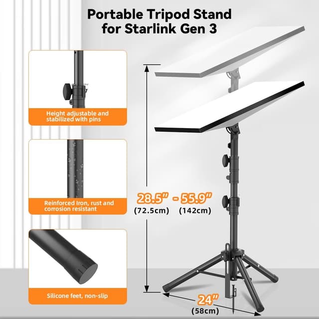 Detalle 2 de futrue-wolker Starlink Gen 3 tripod stand with angle-adjustable mounting kit