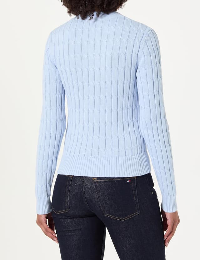Detalle de Pull-over femme Tommy Hilfiger Co Cable Mid GG C-NK Ls SWT Ww0ww47644, en maille à motif