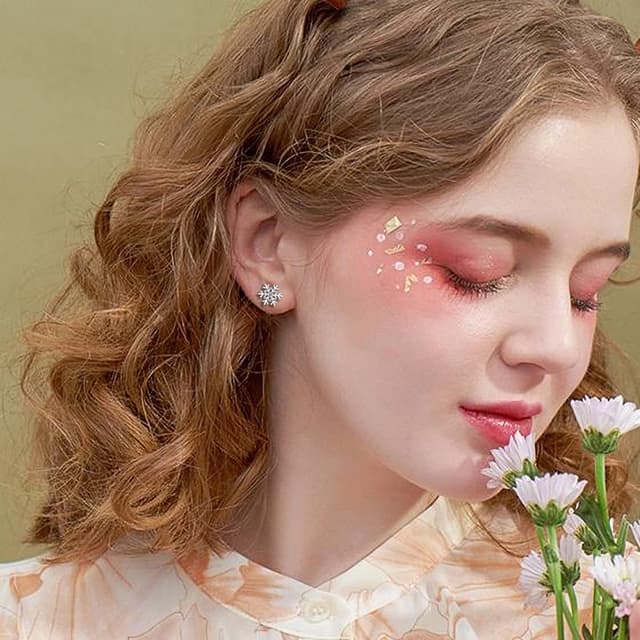 Detalle 2 de Cangall Silber Weihnachten Schmuckset Damen (925 Sterling Silber): Schneeflocke Kette & Ohrstecker-Set