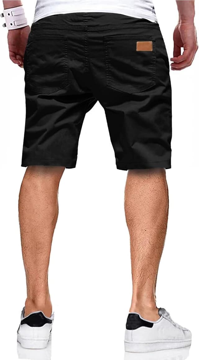 Detalle de TARAINYA Herren-Chino-Shorts aus Baumwolle mit Tunnelzug und Taschen