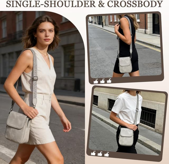 Thumbnail 6 de Eclove Umhängetasche Damen mit 4 Fächern, RFID-Blockierung & Handyfach – Crossbody Bag aus veganem Leder