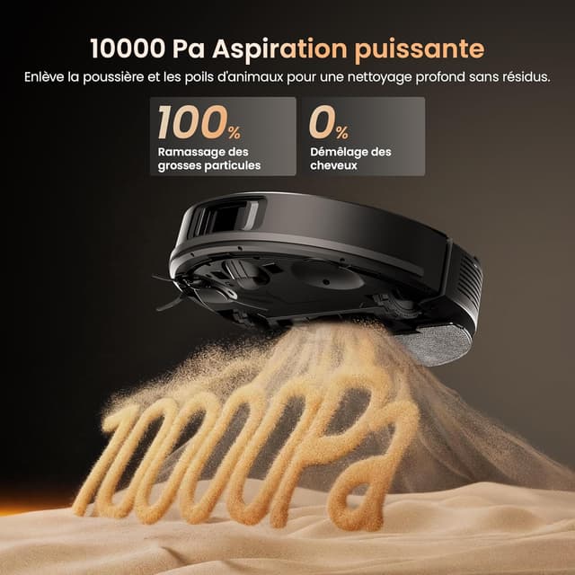 Detalle de Proscenic Q20 Plus : robot aspirateur laveur avec station sans sac, jusqu’à 10 000 Pa