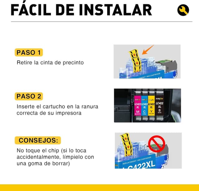 Thumbnail 3 de 🖨️ DOREINK LC422XL Compatibles para Brother MFC-J5340DW - Pack de 8