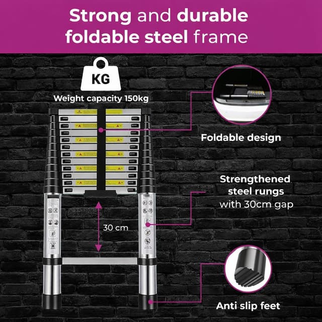 Detalle 2 de Neo Extendable Portable Foldable Telescopic Ladder (4.6M) – EN131 certified