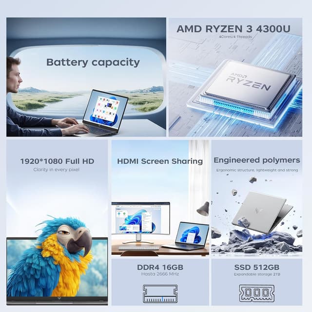 Detalle 2 de Tivique LX15 laptop 15.6 inch Ryzen 4300U