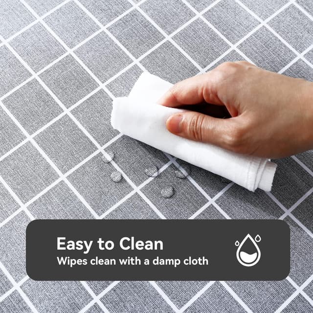 Detalle 2 de Romanstile Rectangle Vinyl Tablecloth (Waterproof, Oil-Proof) — Heavy-Duty Wipeable PVC Cover, Grey, 54 x 78 Inch