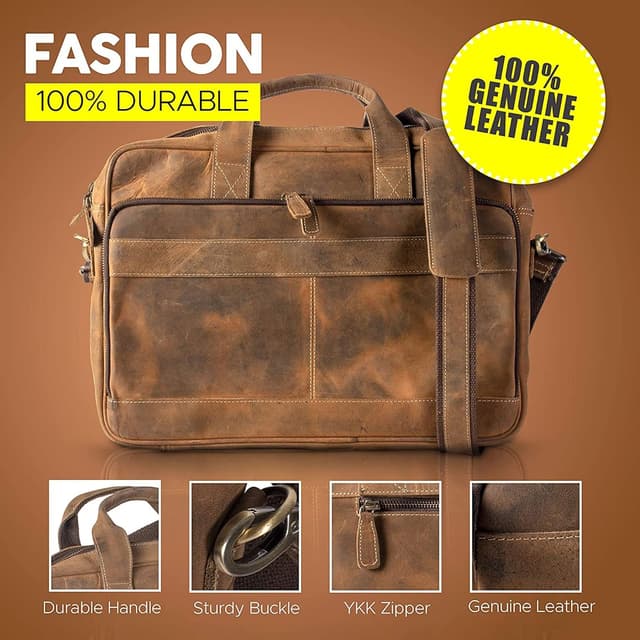 Thumbnail 4 de KPL Leather 18 Inch Laptop Messenger Briefcase