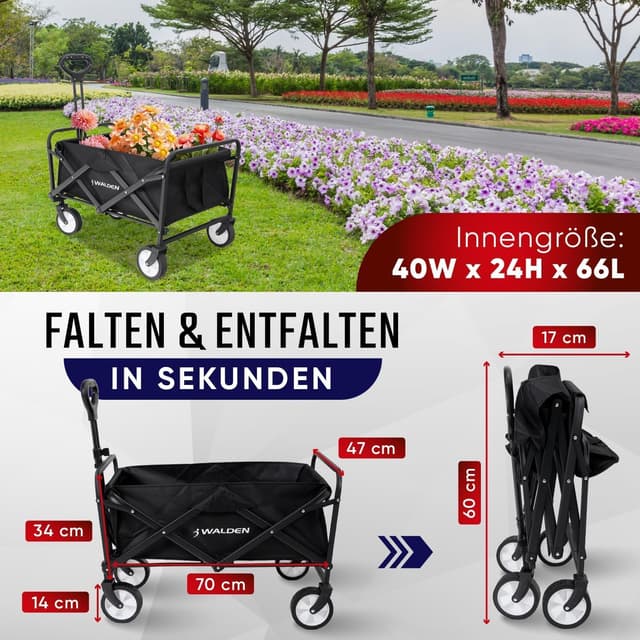 Detalle 2 de Carrello pieghevole da spiaggia con grande capacità e manico regolabile (fino a 90 kg)