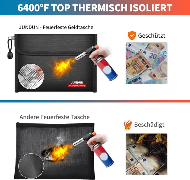 Thumbnail 2 de JUNDUN Feuerfeste Geldtasche 2er Pack