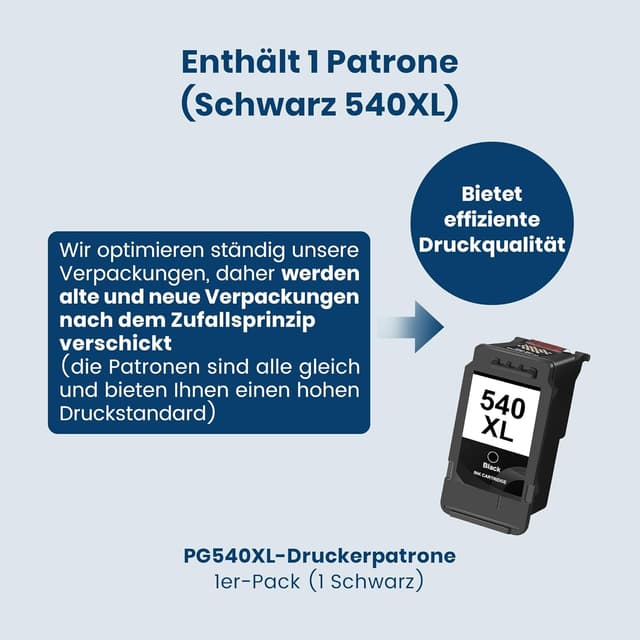 Detalle de Washope PG 540XL Schwarz kompatible Druckerpatronen für Canon PG-540XL (1 Schwarz)