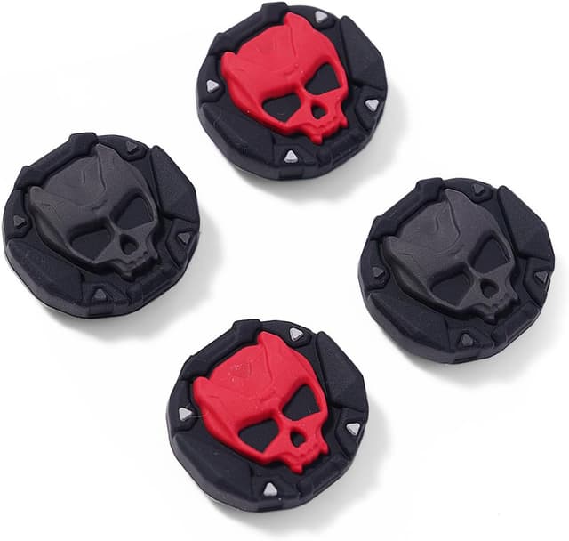 Detalle de GeekShare Thumb Grips for Switch 2 (2025) – Replacement Thumb Stick Caps (4PCS) with Skeleton Spirit Armor Design