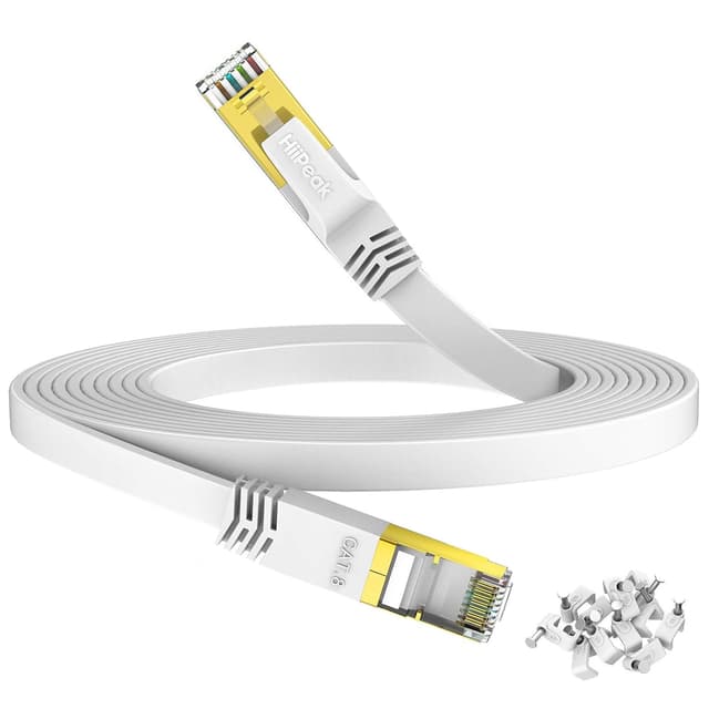 Detalle de HiiPeak Cat 8 Netzwerkkabel (RJ45, flach) 40 Gbit/s – 25 m, für PS5/PS4, Xbox, Switch, PC & mehr