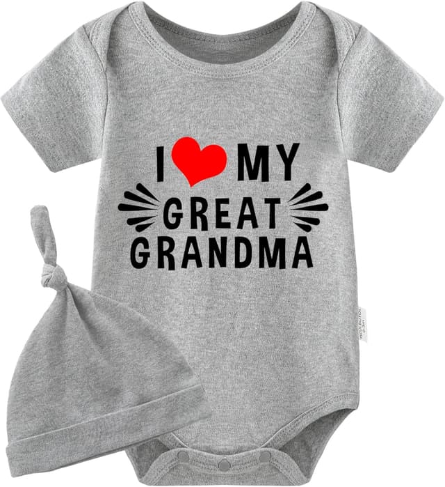 Thumbnail 6 de culbutomind Baby Zwillinges Strampler-Body „I Love My Great Grandma“ mit Hut – Kurzarm Set (2-teilig)
