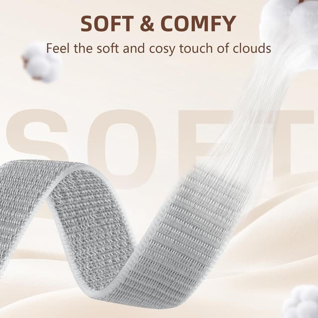 Detalle de CeMiKa Nylon Loop Strap for Apple Watch (grey) – breathable velcro sport band for 38/40/41/42mm models