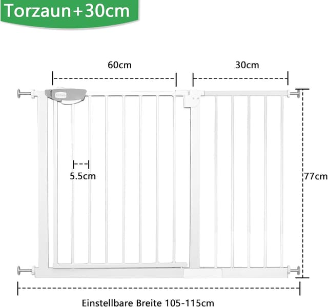 Detalle 2 de UISEBRT Treppenschutzgitter 105–115 cm ohne Bohren