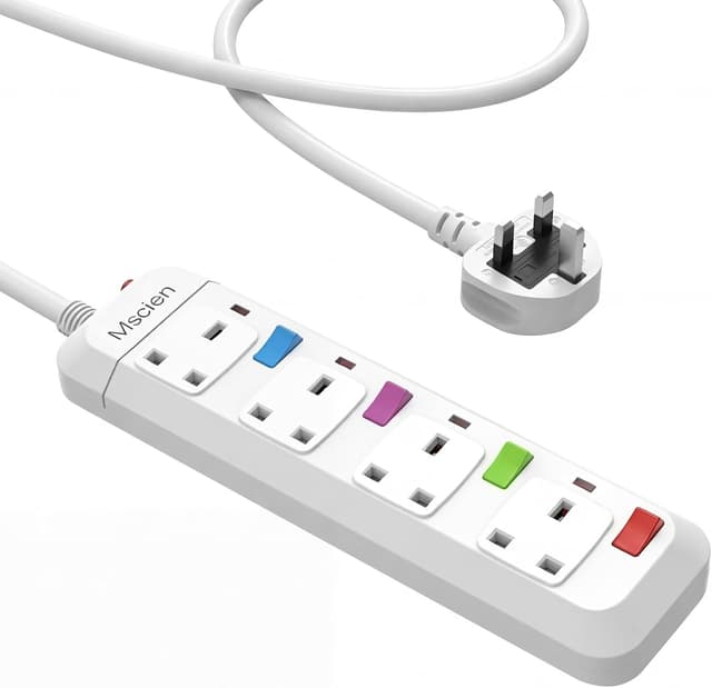 Detalle 2 de Mscien 1 Metre Extension Lead 3-Way with Individual Switches & Fused Protection (2500W)