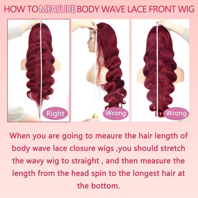 Thumbnail 6 de pidrez 250% Density 28-Inch Burgundy Human Hair 13x6 Lace Front Wig (99J) Body Wave