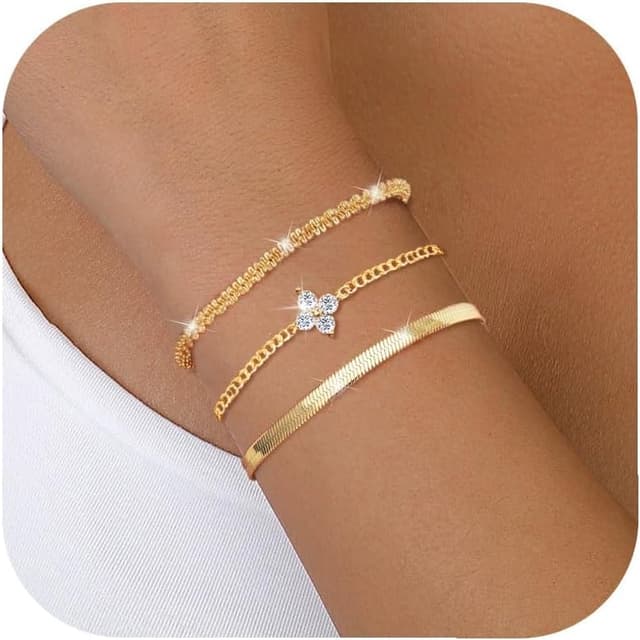Detalle de MUCCA lot de 3 bracelets empilables en argent 925 pour femme, réglables en argent sterling multicouche