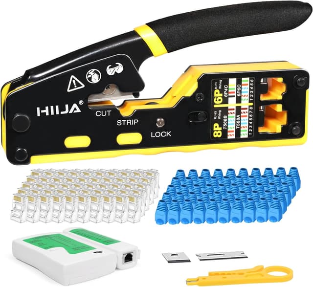Detalle de Hiija Kit de Crimpadora RJ45 Cat6 Cat5e
