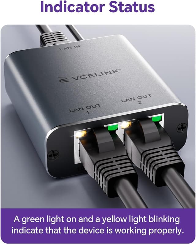 Detalle 2 de VCELINK Ethernet Splitter 1000Mbps 1 to 2