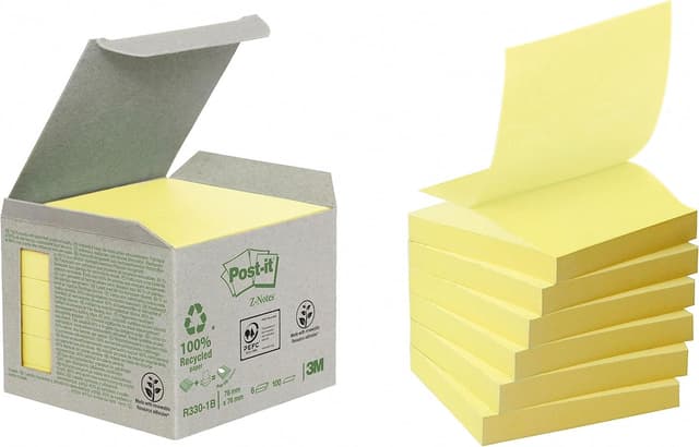 Detalle de Post-it Haftnotiz Recycling Z-Notes Mini Tower 100 Blatt 📝