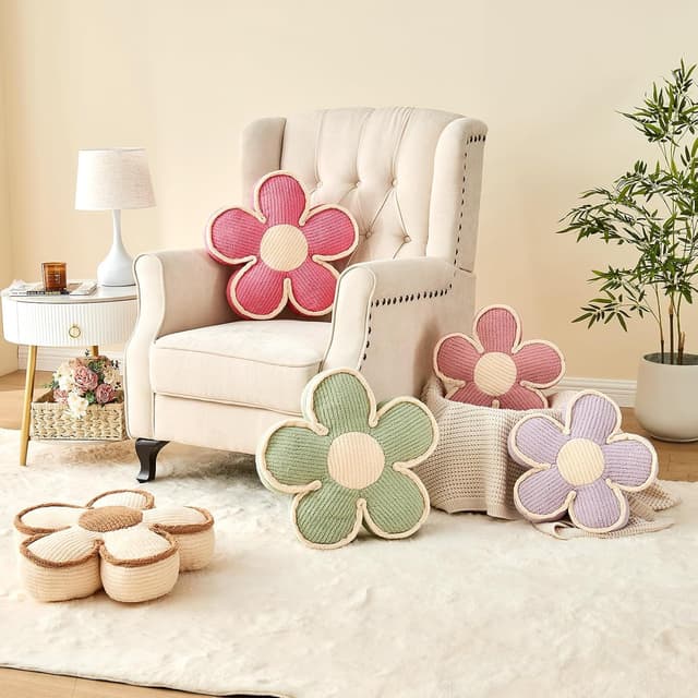 Thumbnail 4 de Mepherl Black Flower Shaped Pillow 13.7" Flower Throw Pillow 🟡🎯?