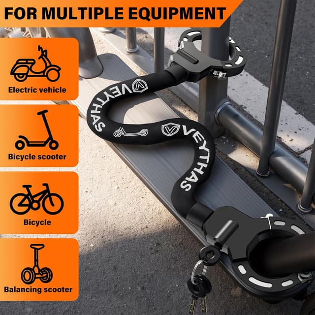 Detalle 2 de E-Scooter Schloss mit Tasche – 8-mm Handschellenschloss (90/97 cm) für maximale Sicherheit