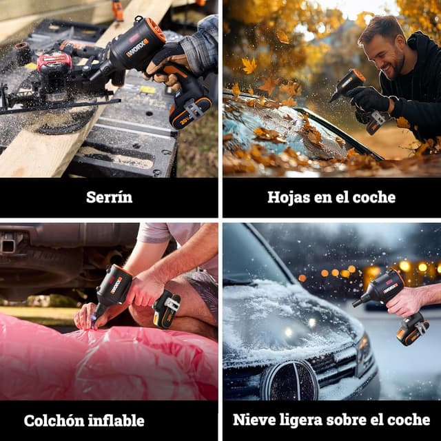 Detalle 2 de WORX 20V Akku-Staubläser mit bürstenlosem Motor – Luftgebläse, Aufblasgerät & 4 Geschwindigkeiten