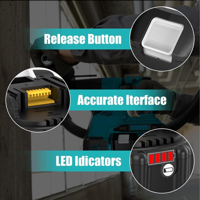 Detalle de TOPBATT 2x 5000mAh 18V Li-ion batteries (compatible with Makita BL1850B/BL1840 etc.) with LED indicators