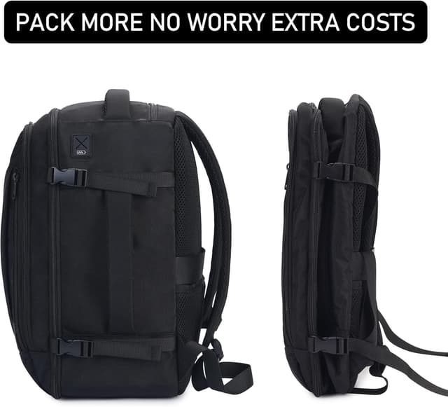 Detalle 2 de ECOHUB Ryanair cabin bag 40x20x25 underseat travel bag with 9 pockets and USB port, 20L (black)