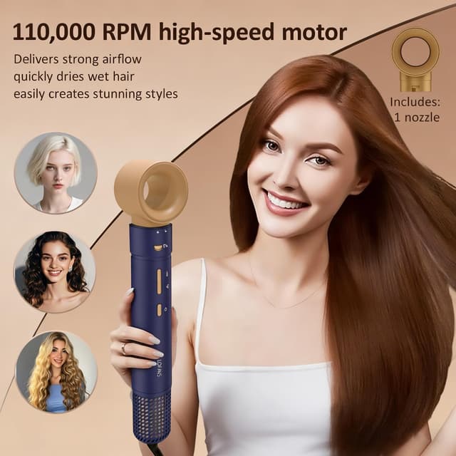Detalle 2 de 5 in 1 Multi Hot Air Styler Wrap (110,000 RPM) Hair Dryer Brush with Auto Wrap Curlers