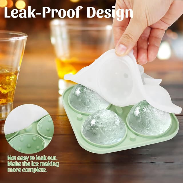 Detalle de Pickleball 3D Eiswürfelform (BPA-frei) für große runde Eiswürfel – mit Deckel, TPE/PP