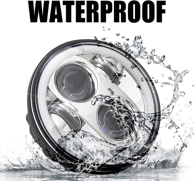 Detalle 2 de SKUNTUGUANG 5.75 Inch 45W Halo LED Headlight with Angel Eyes (H4, 6000K) for Motorcycle