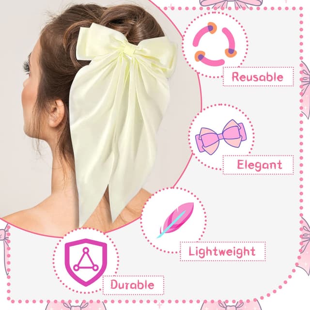 Detalle 2 de Haarspange mit Schleife 35 cm Cremeweiß