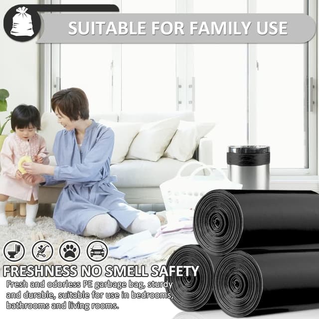 Detalle 2 de Small Black Bin Bags 4–6L Pedal Bin Liners (69 Count) – Mini HDPE Wastebasket Trash Bags