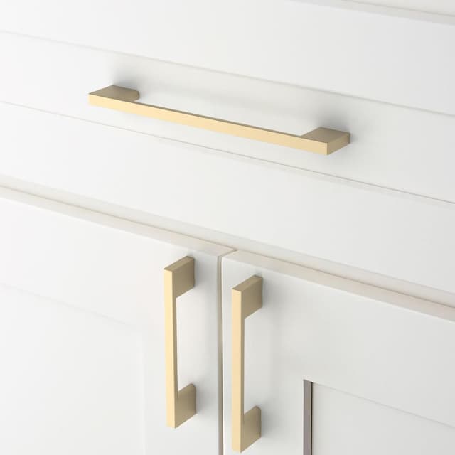 Detalle de Amerdeco set da 5 maniglie per mobili da cucina con interasse fori 160 mm, oro spazzolato