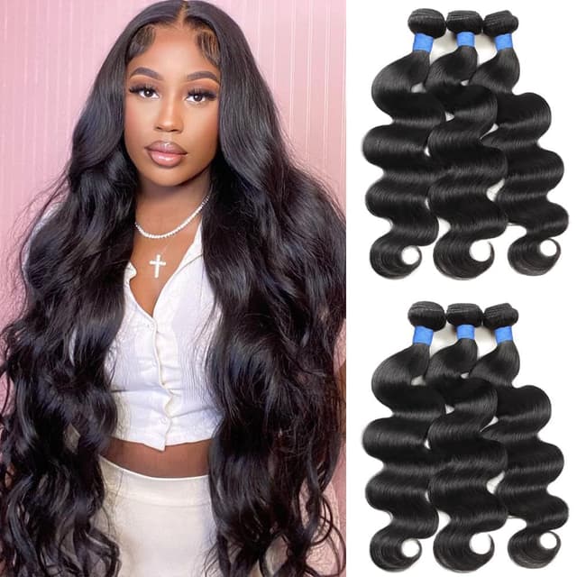 Detalle 2 de 14A Body Wave Human Hair Bundles (24–30 Inch) — 100% Brazilian Virgin Real Raw Hair, Natural Color