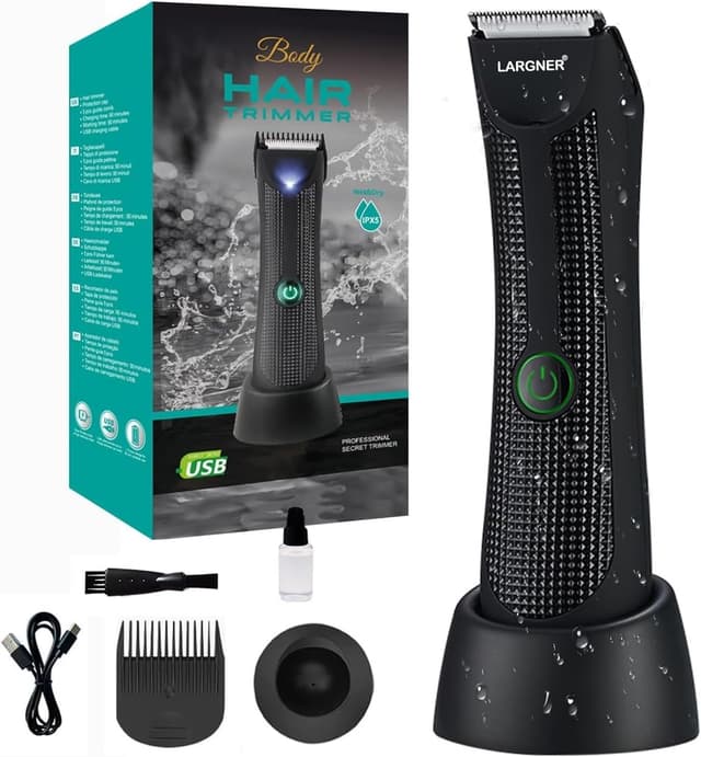 Detalle de Body Hair Trimmer Men Pubic Hair Trimmer with Ceramic Blade Heads & LED Display (IPX7 Waterproof)