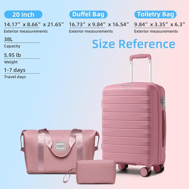 Thumbnail 4 de LARVENDER Luggage Sets 3 Piece Carry On