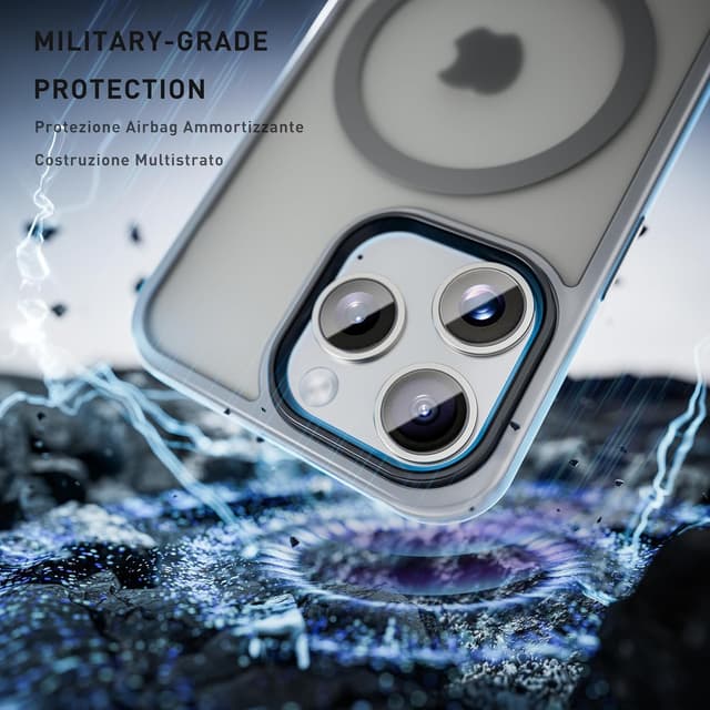 Detalle 2 de Tigratigro Cover magnetica per iPhone 15 Pro compatibile MagSafe, trasparente sottile antiurto Argento