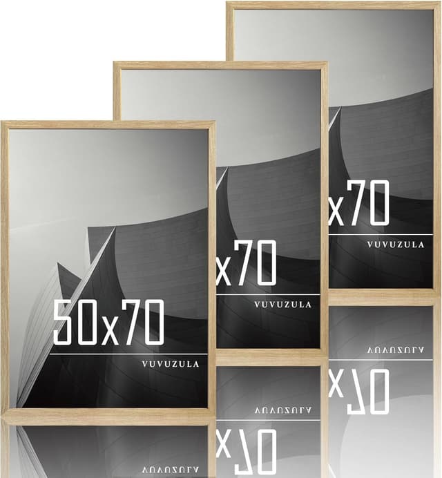 Detalle 2 de VUVUZULA Bilderrahmen 50x70 cm Schwarz (Holz/MDF) – 3er-Set