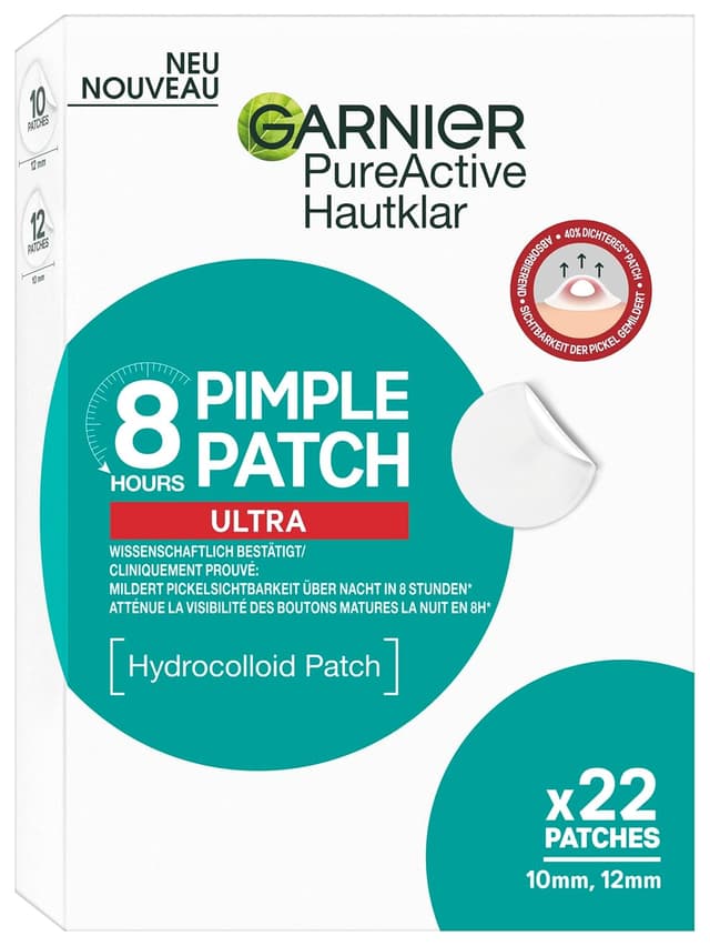 Detalle de Garnier Hautklar Pimple Patches Ultra Hydrokolloid gegen Pickel – 22 Stück